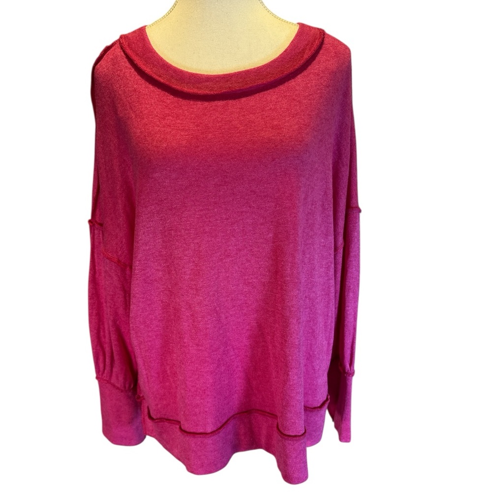 Haptics NWOT Vibrant Pink Women's Crew Neck Sweater - Picture 3 of 5